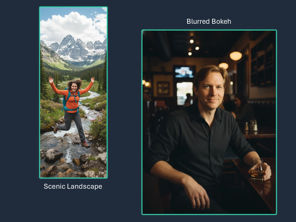 Background examples showing different backdrop styles and contexts